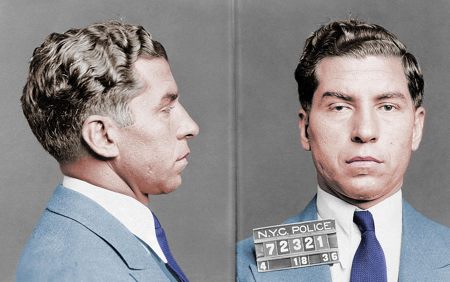 Lucky Luciano Mugshot - Colorized Photograph by War Is Hell Store