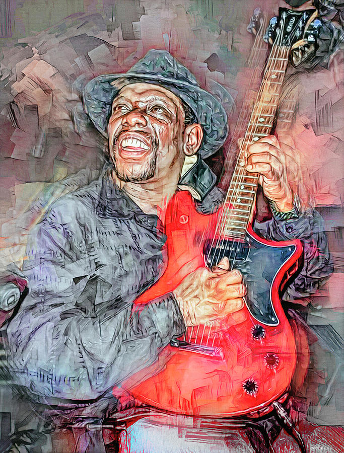 Lucky Peterson Blues Musician Mixed Media by Mal Bray