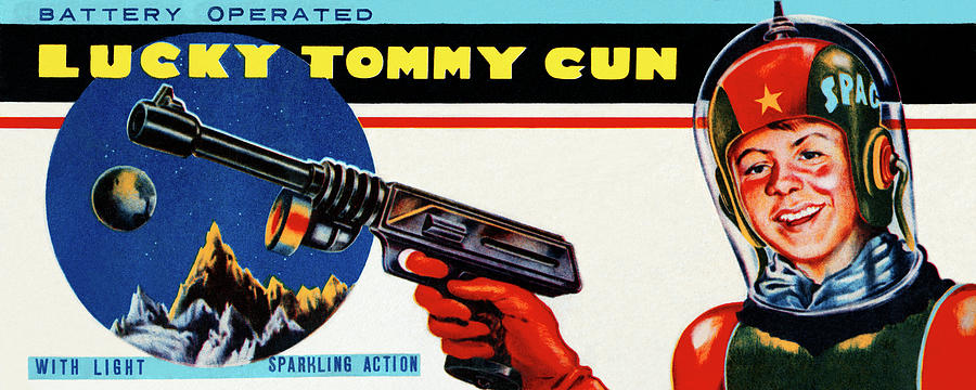 Vintage Drawing - Lucky Tommy Gun by Vintage Toy Posters