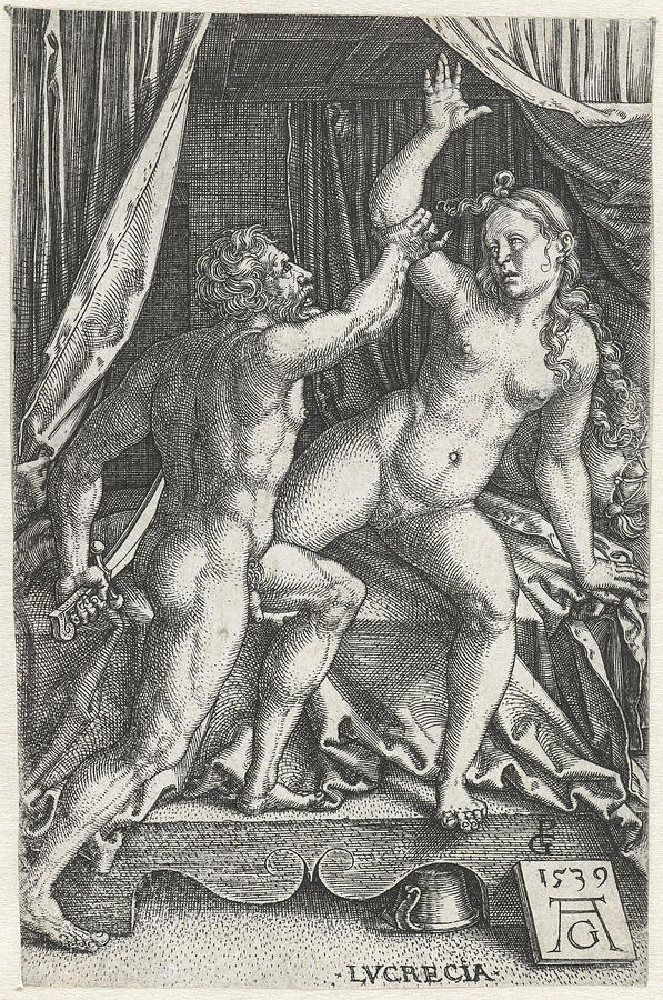 Lucretia and Sextus Tarquinius Drawing by Heinrich Aldegrever