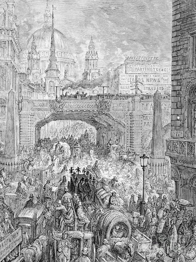 Ludgate Hill, a Block in the Street by Gustave Dore Drawing by Gustave ...