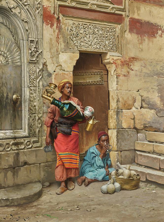 Ludwig Deutsch The Water Seller 1891 Painting by Topartgallery24com
