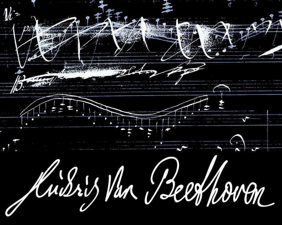 Ludwig van Beethovens 5th Symphony Classical Music Hand Written Sheet Music Painting by Tony Rubino