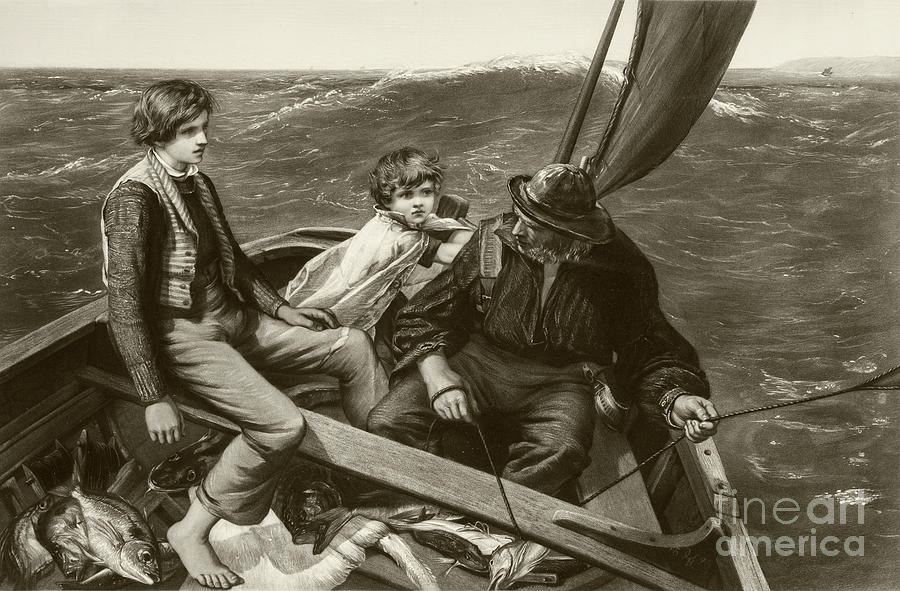 Luff, Boy, First Lesson in Navigation, engraving Drawing by William Henry Simmons