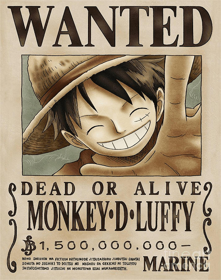 LUFFY One Piece Wanted Poster Digital Art by Bui Thai