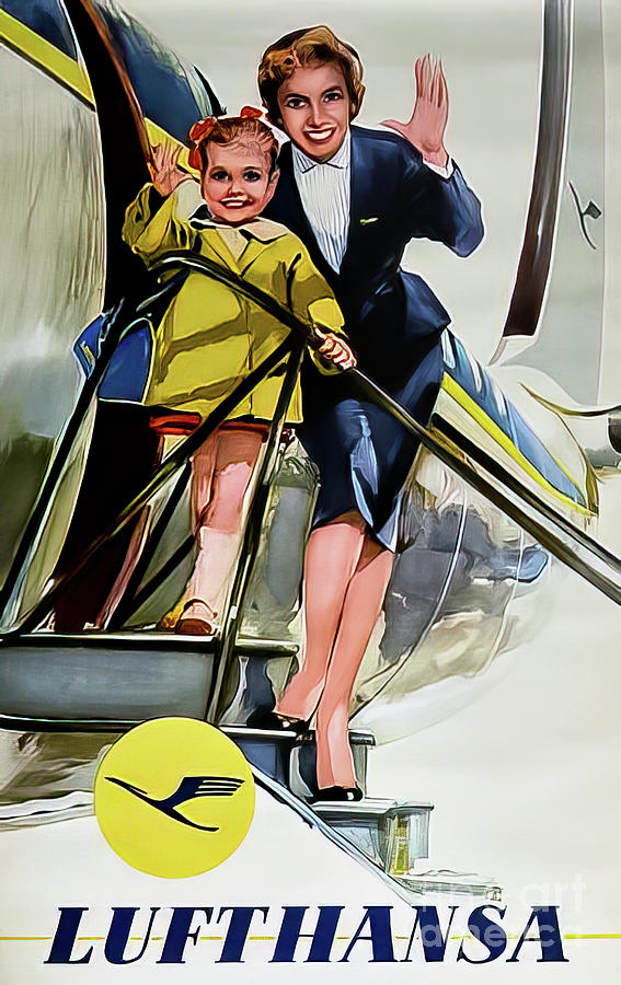 Lufthansa Airline Poster 1956 Drawing by Walter Rau Fine Art America