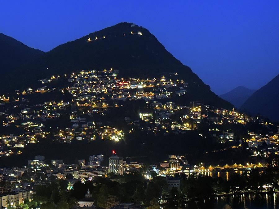 Lugano, Switzerland Lights Photograph by Mark Miller