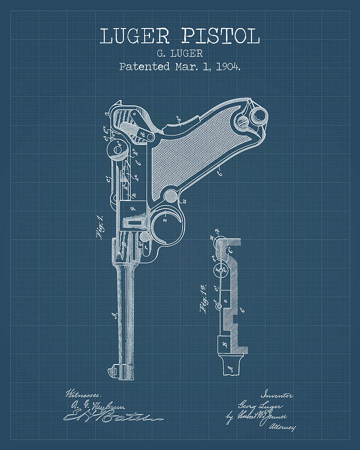 Luger pistol blueprints Digital Art by Dennson Creative - Fine Art America