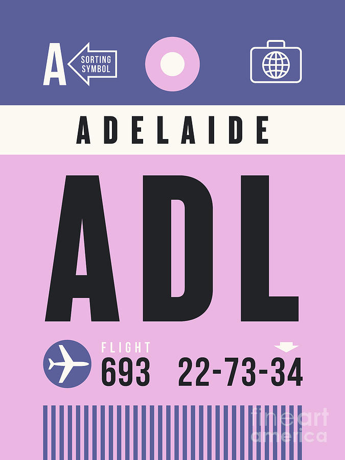 Vintage Digital Art - Luggage Tag A - ADL Adelaide Australia by Organic Synthesis