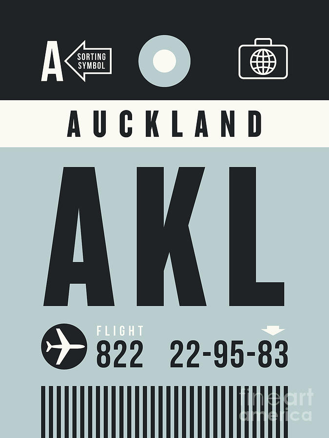 Luggage Tag A - AKL Auckland New Zealand Digital Art by Organic Synthesis