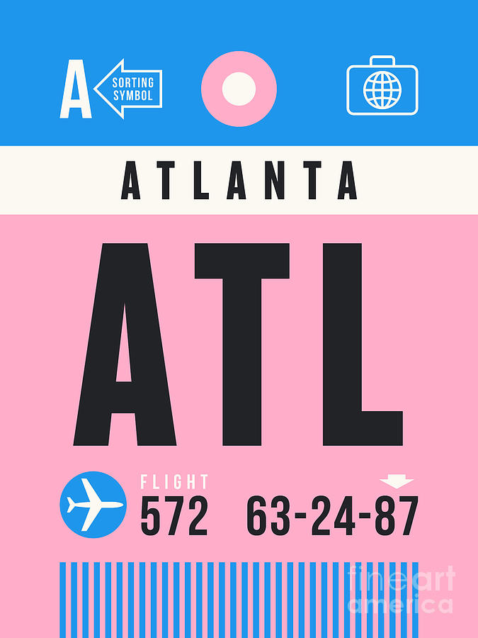 Luggage Tag A - ATL Atlanta USA Digital Art by Organic Synthesis Luggage Tag A - ATL Atlanta USA Digital Art by Organic Synthesis