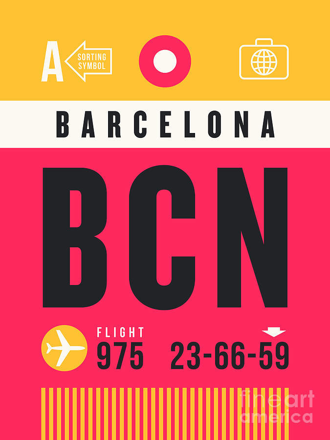 Luggage Tag A - BCN Barcelona Spain Digital Art by Organic Synthesis