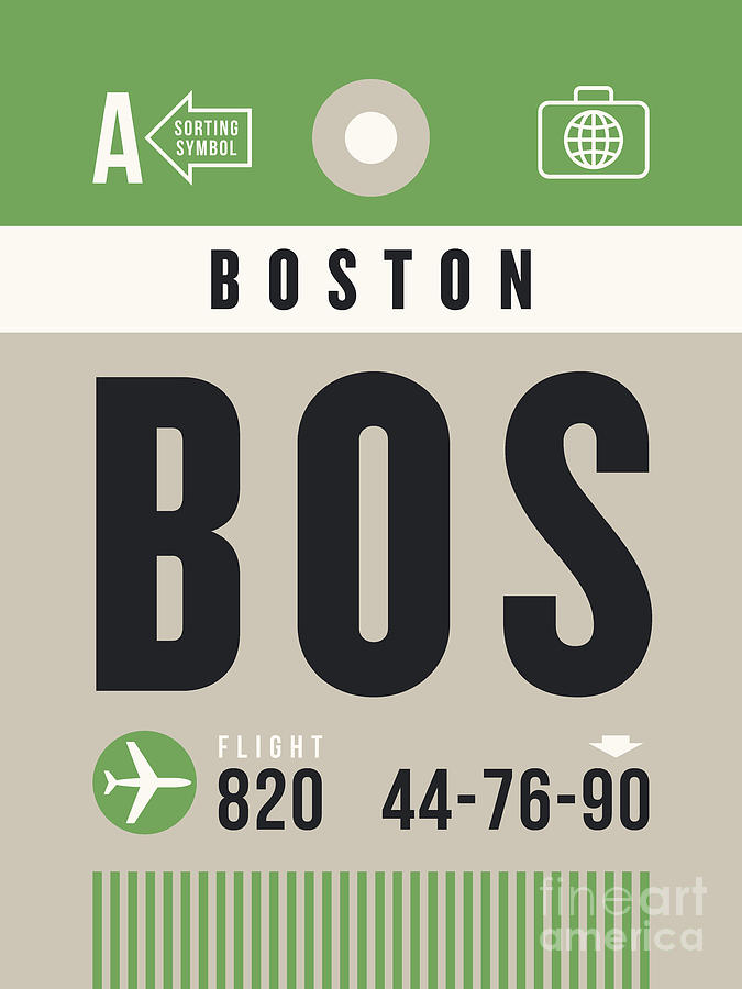 Luggage Tag A - BOS Boston USA Digital Art by Organic Synthesis Luggage Tag A - BOS Boston USA Digital Art by Organic Synthesis