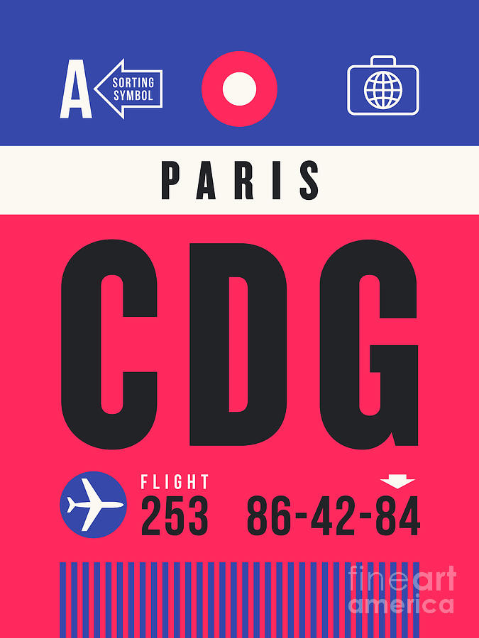 Paris Digital Art - Luggage Tag A - CDG Paris France by Organic Synthesis