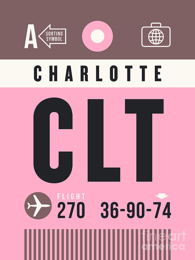 Luggage Tag A - CLT Charlotte USA Digital Art by Organic Synthesis