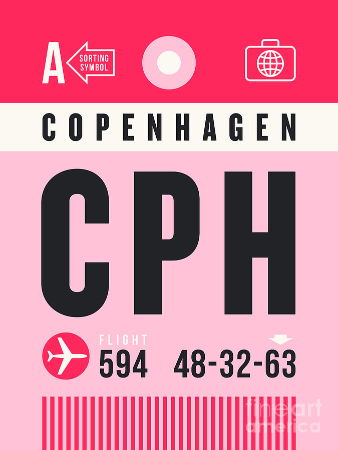 Luggage Tag A - CPH Copenhagen Denmark Digital Art by Organic Synthesis