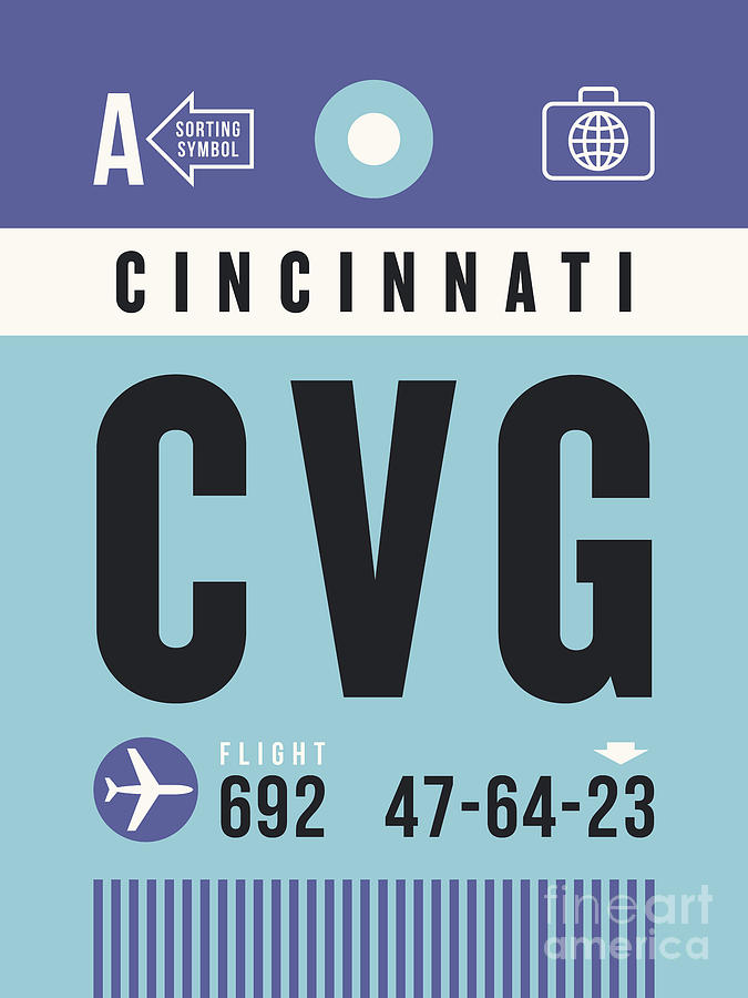 Luggage Tag A - CVG Cincinnati Kentucky USA Digital Art by Organic Synthesis Luggage Tag A - CVG Cincinnati Kentucky USA Digital Art by Organic Synthesis
