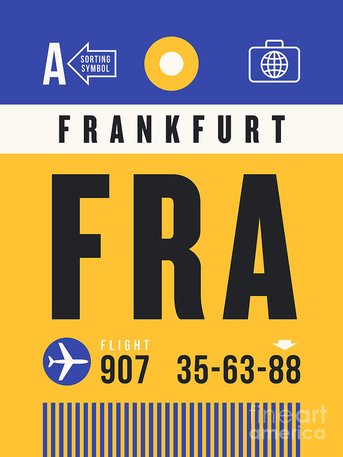Airport Digital Art - Luggage Tag A - FRA Frankfurt Germany by Organic Synthesis