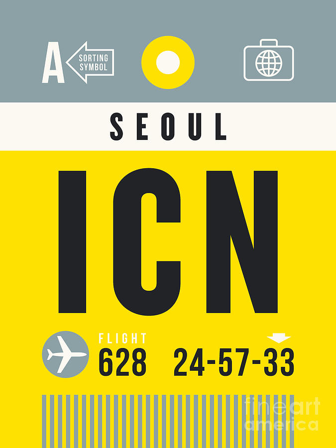 Airport Digital Art - Luggage Tag A - ICN Seoul South Korea by Organic Synthesis