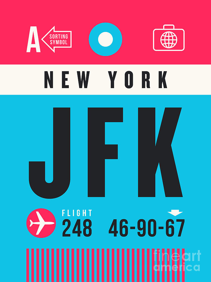 Airport Digital Art - Luggage Tag A - JFK New York USA by Organic Synthesis