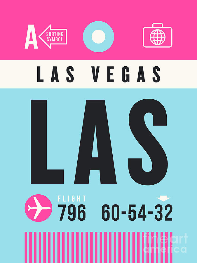 Las Vegas Digital Art - Luggage Tag A - LAS Las Vegas USA by Organic Synthesis