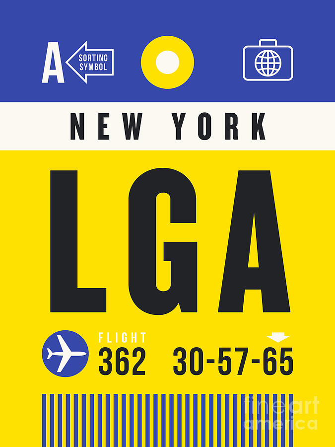 Airport Digital Art - Luggage Tag A - LGA New York USA by Organic Synthesis