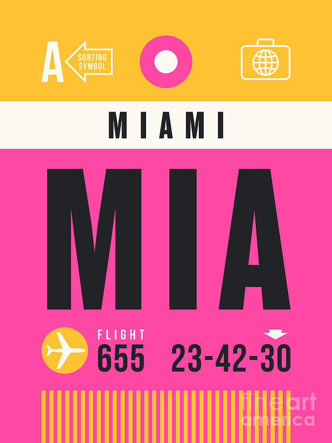 Miami Digital Art - Luggage Tag A - MIA Miami USA by Organic Synthesis