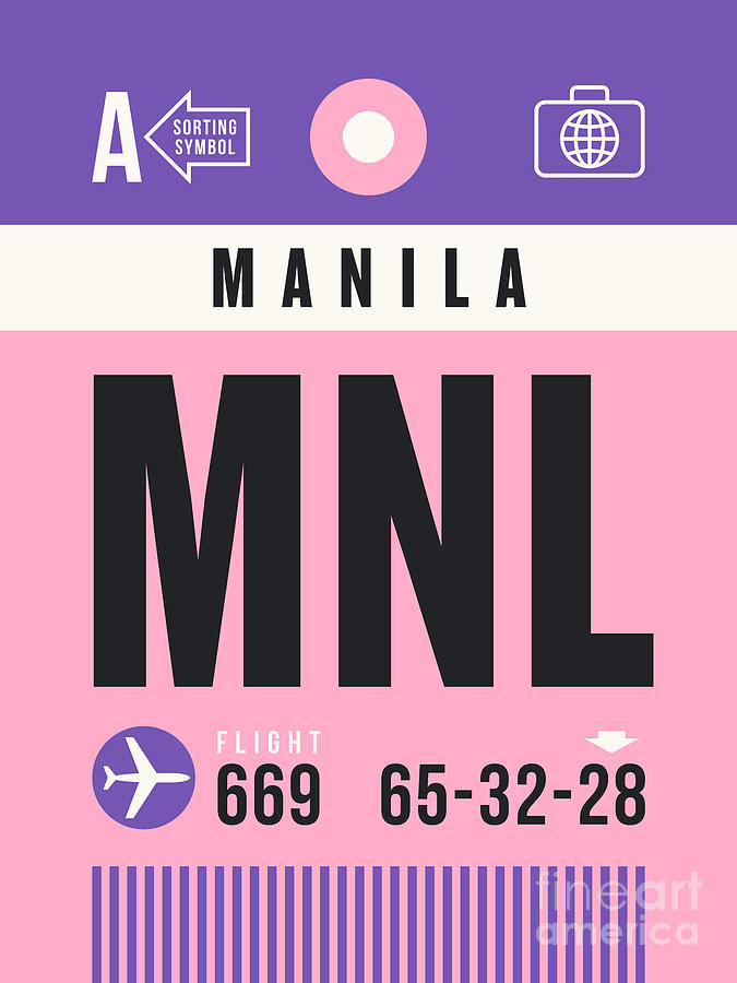Airport Digital Art - Luggage Tag A - MNL Manila Philippines by Organic Synthesis