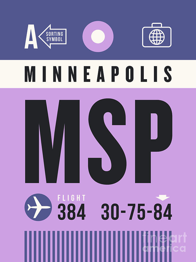 Luggage Tag A - MSP Minneapolis USA Digital Art by Organic Synthesis