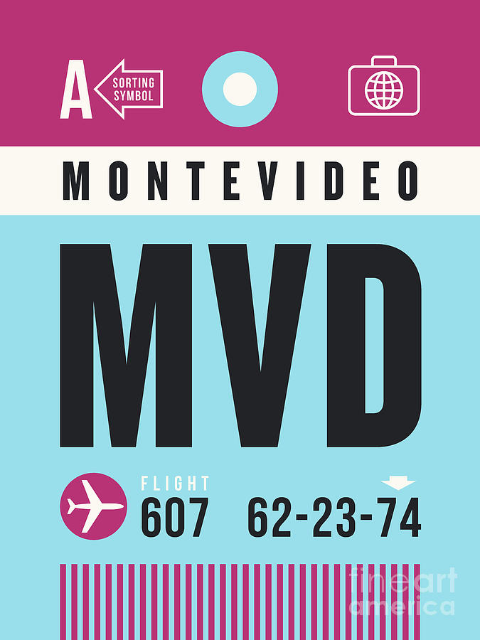 Luggage Tag A - MVD Montevideo Uruguay Digital Art by Organic Synthesis