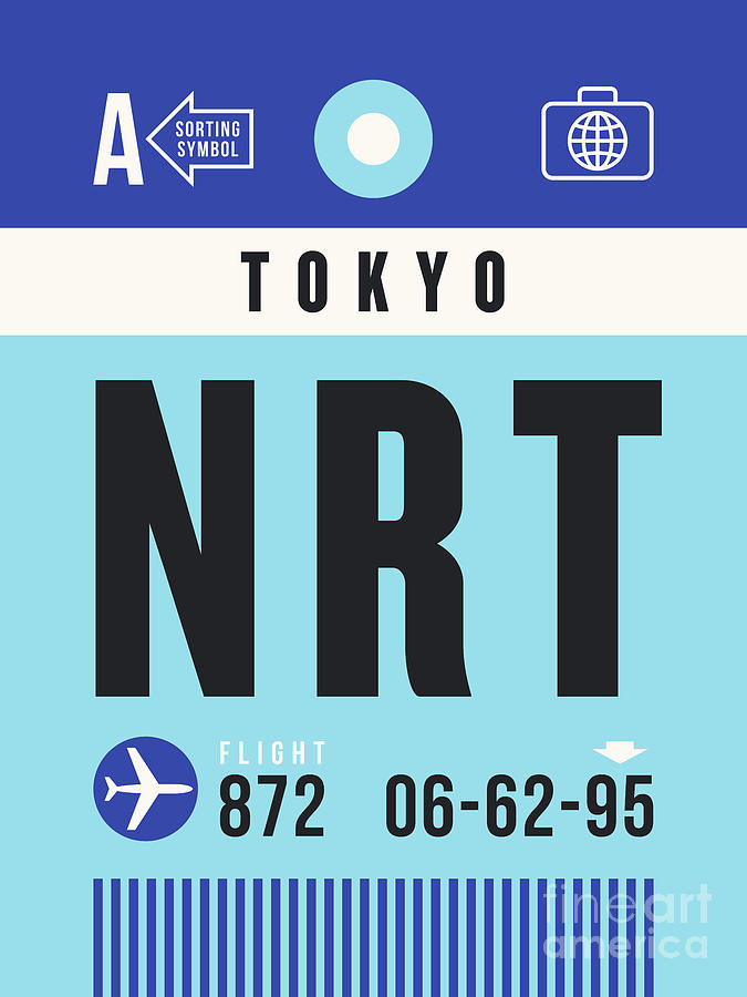 Airport Digital Art - Luggage Tag A - NRT Tokyo Japan by Organic Synthesis