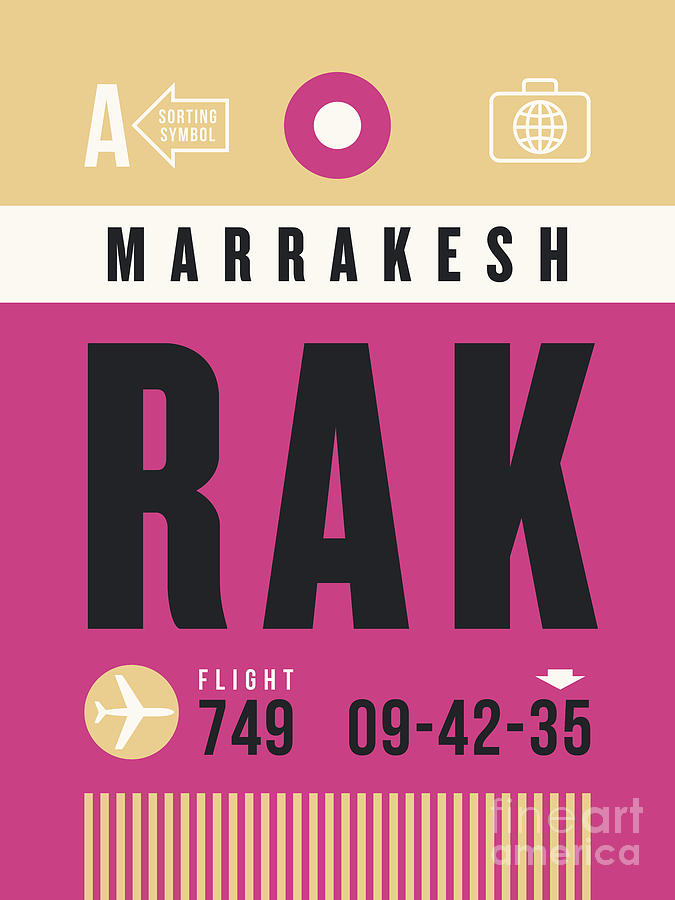 Luggage Tag A - RAK Marrakesh Morocco Digital Art by Organic Synthesis
