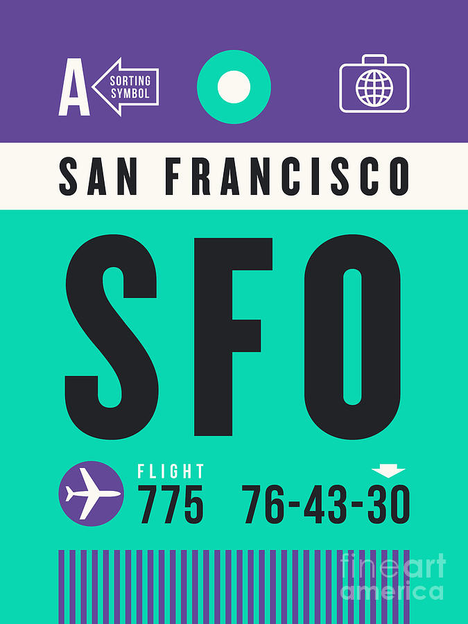 Luggage Tag A - SFO San Francisco USA Digital Art by Organic Synthesis Luggage Tag A - SFO San Francisco USA Digital Art by Organic Synthesis