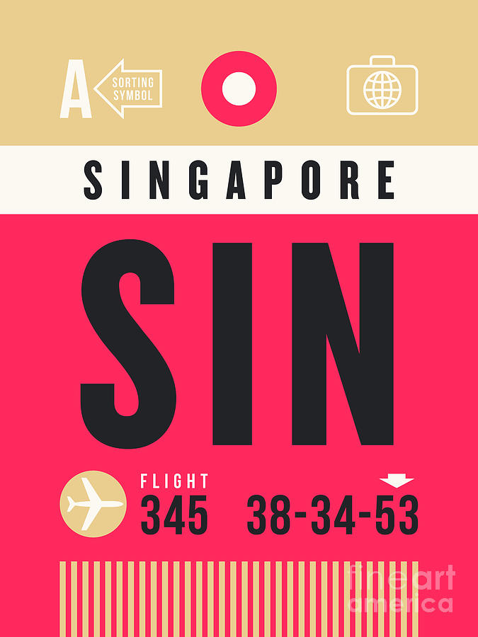 Luggage Tag A - SIN Singapore Digital Art by Organic Synthesis Luggage Tag A - SIN Singapore Digital Art by Organic Synthesis