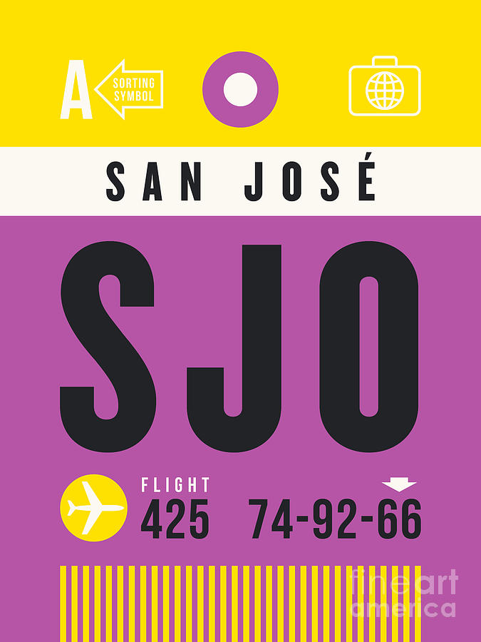 San Jose Digital Art - Luggage Tag A - SJO San Jose Costa Rica by Organic Synthesis