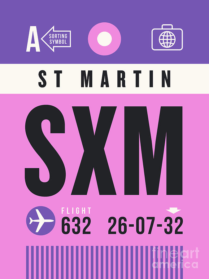 Luggage Tag A - SXM Saint Martin Netherlands Digital Art by Organic Synthesis Luggage Tag A - SXM Saint Martin Netherlands Digital Art by Organic Synthesis