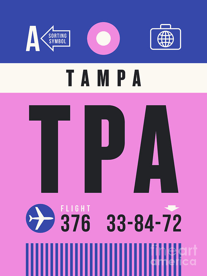Vintage Digital Art - Luggage Tag A - TPA Tampa USA by Organic Synthesis