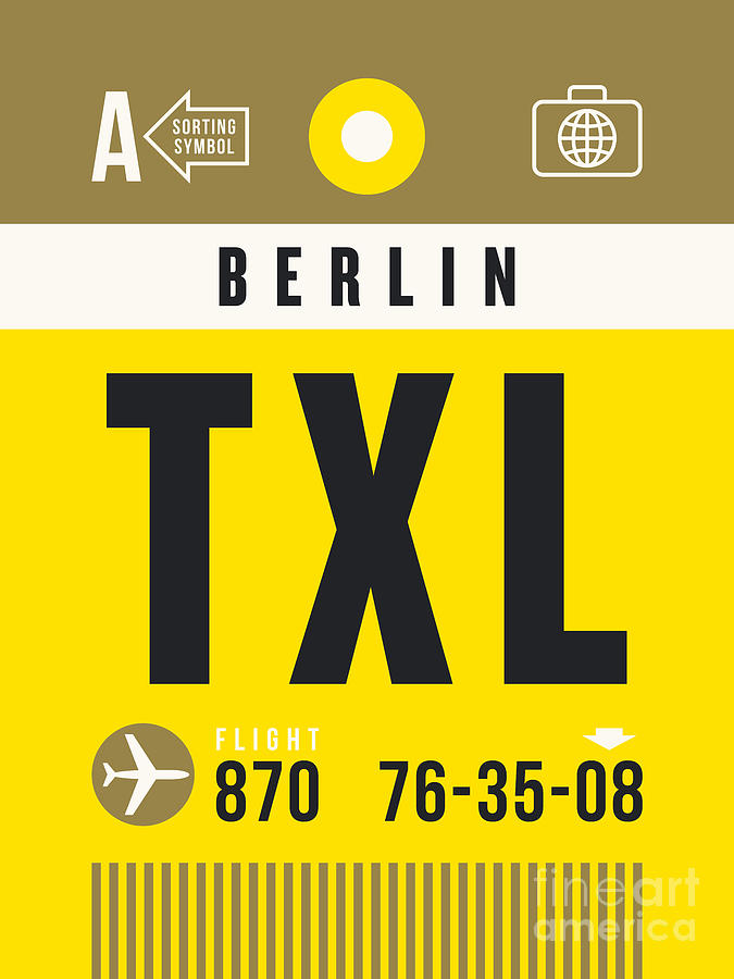 Berlin Digital Art - Luggage Tag A - TXL Berlin Germany by Organic Synthesis