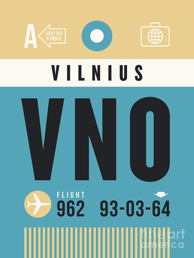Luggage Tag A - VNO Vilnius Lithuania Digital Art by Organic Synthesis Luggage Tag A - VNO Vilnius Lithuania Digital Art by Organic Synthesis