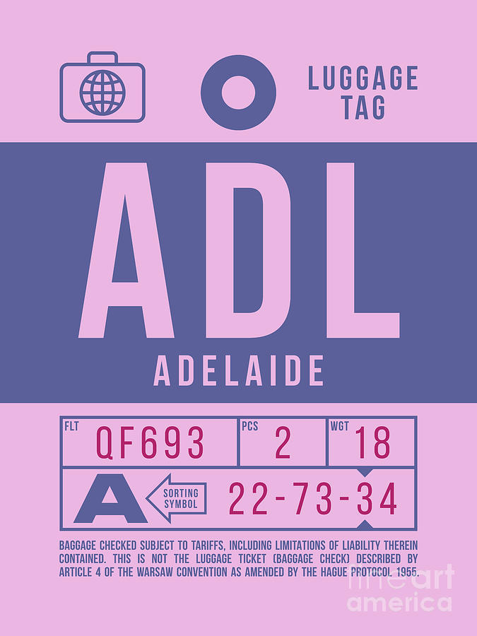 Vintage Digital Art - Luggage Tag B - ADL Adelaide Australia by Organic Synthesis