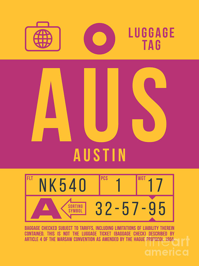 Luggage Tag B - AUS Austin USA Digital Art by Organic Synthesis