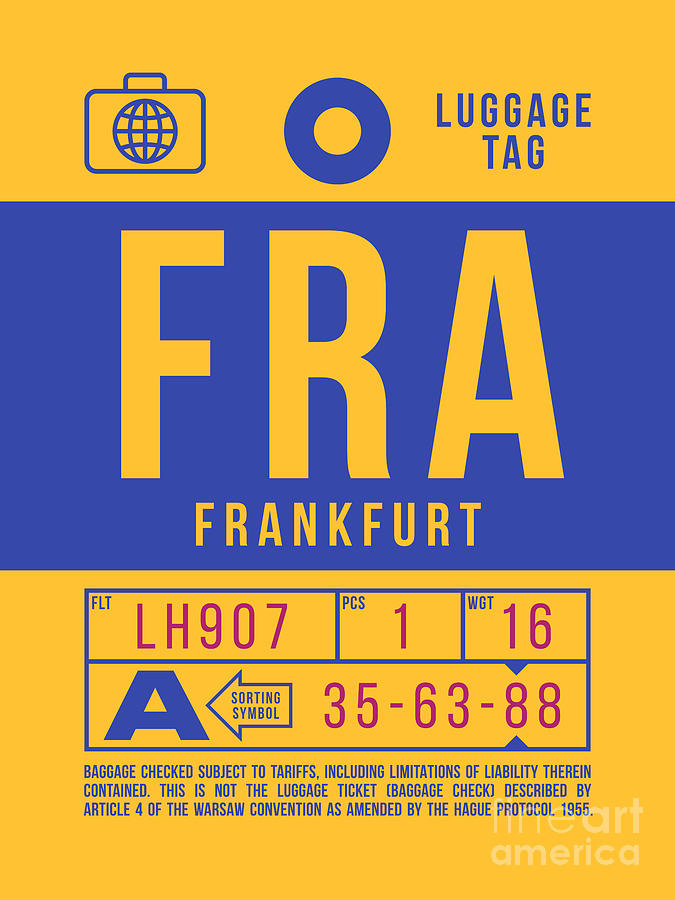 Airport Digital Art - Luggage Tag B - FRA Frankfurt Germany by Organic Synthesis