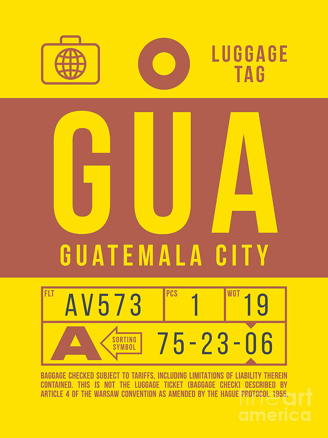 Vintage Digital Art - Luggage Tag B - GUA Guatemala City Guatemala by Organic Synthesis