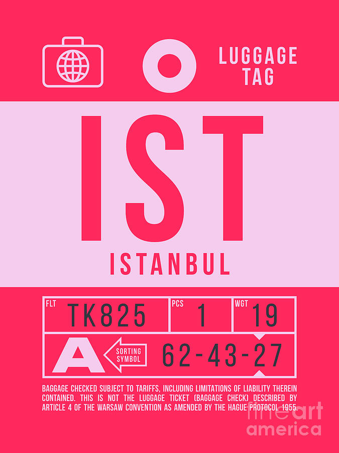Turkey Digital Art - Luggage Tag B - IST Istanbul Turkey by Organic Synthesis