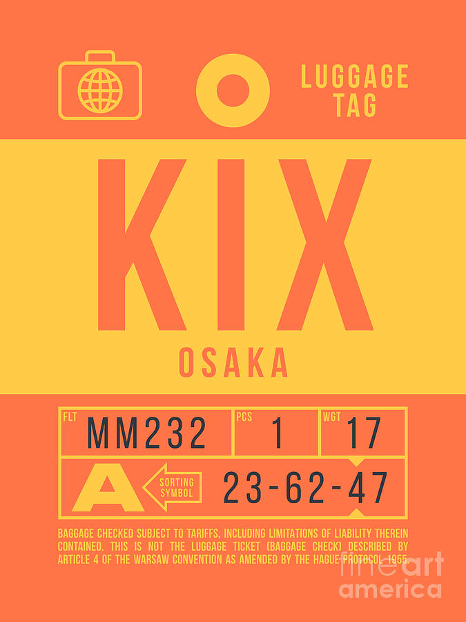 Airport Digital Art - Luggage Tag B - KIX Osaka Japan by Organic Synthesis