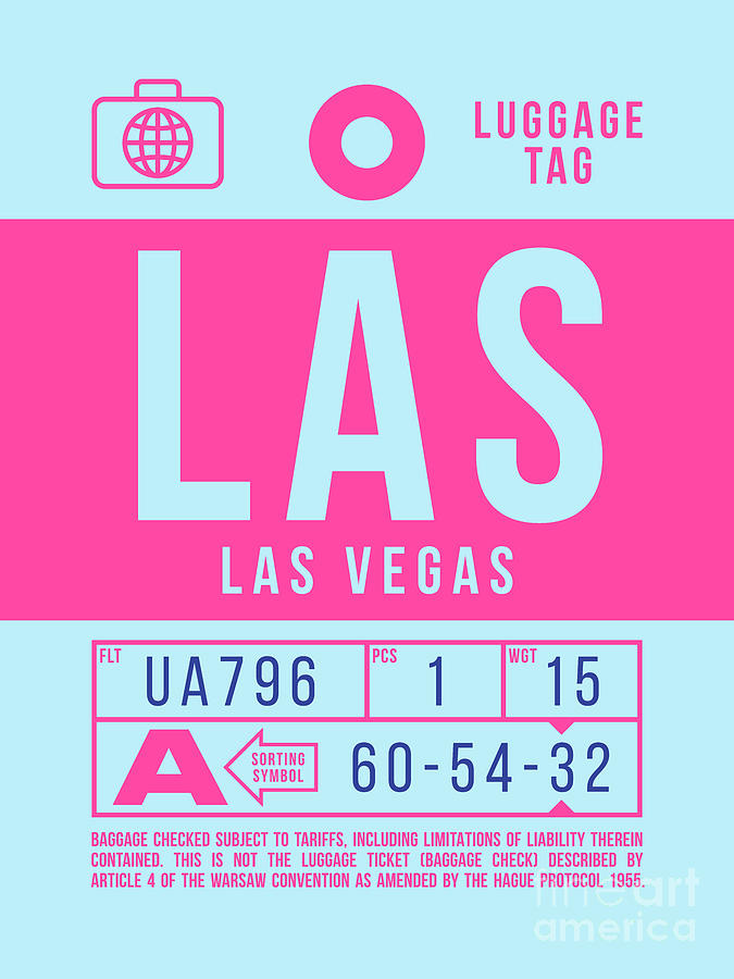 Las Vegas Digital Art - Luggage Tag B - LAS Las Vegas USA by Organic Synthesis