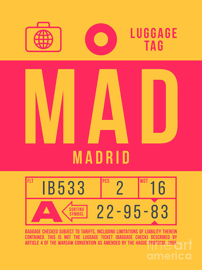 Airport Digital Art - Luggage Tag B - MAD Madrid Spain by Organic Synthesis
