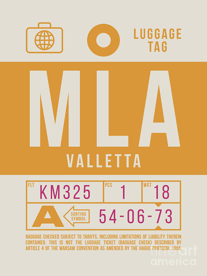 Luggage Tag B MLA Valletta Malta Digital Art by Organic Synthesis