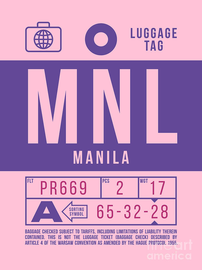 Airport Digital Art - Luggage Tag B - MNL Manila Philippines by Organic Synthesis