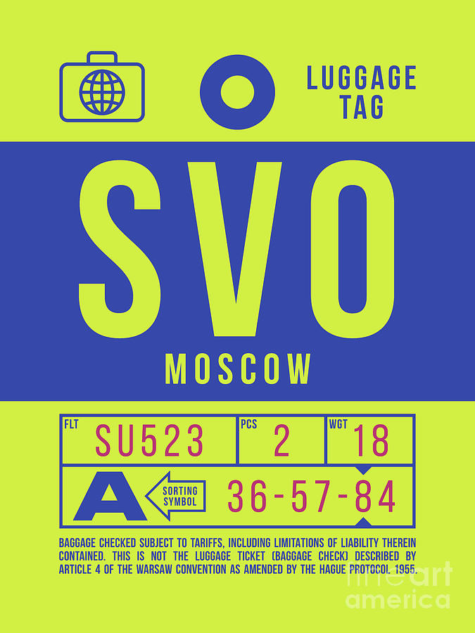 Moscow Digital Art - Luggage Tag B - SVO Moscow Russia by Organic Synthesis